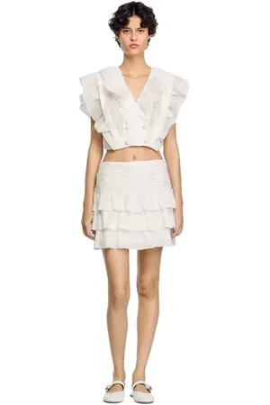 Sandro Ruffled crop top in at Nordstrom, Size Medium
