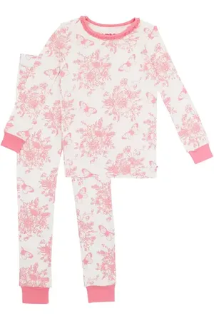 RuffleButts SoftSnooze Girls Ruffle Long Sleeve Pajama Set in at Nordstrom, Size 7