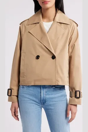BCBG Max Azria Double Breasted Crop Trench Coat in at Nordstrom, Size X-Large