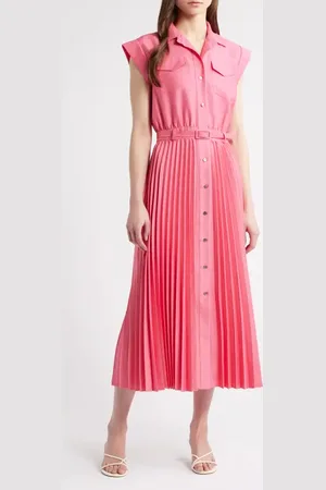 ELIE TAHARI The Natalyia Pleated Belted Maxi Dress in at Nordstrom, Size X-Large
