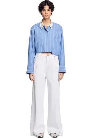 Sandro Striped cropped shirt in at Nordstrom, Size X-Small