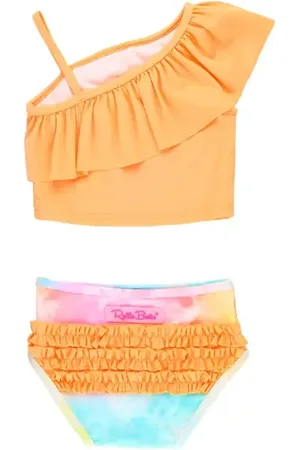 RuffleButts Girls One Shoulder Ruffle UPF50+ Tankini in at Nordstrom, Size 3-6M