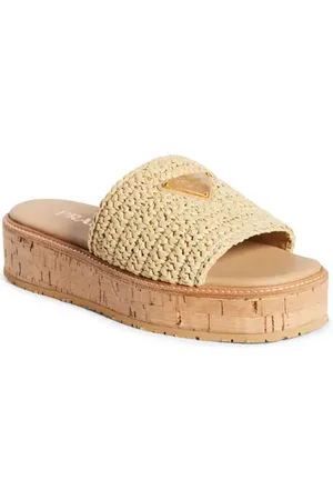 Prada Raffia Platform Slide Sandal in at Nordstrom, Size 11Us