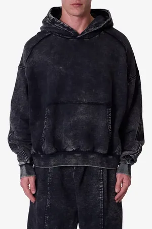 Mnml Frayed Seam Acid Wash Cotton Fleece Hoodie in at Nordstrom, Size Medium