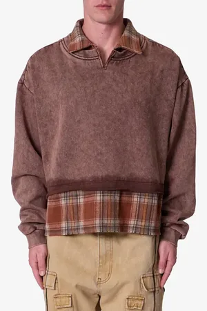 Mnml Plaid Flannel Layered Look Crewneck Sweatshirt in at Nordstrom, Size Xx-Large