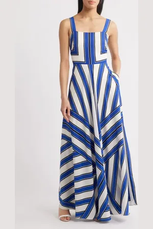 Eliza J Stripe Scarf Sleeveless Maxi Dress in at Nordstrom, Size 14