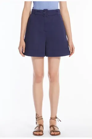 Max Mara Cirino Belted Cotton & Linen Shorts in at Nordstrom, Size 2
