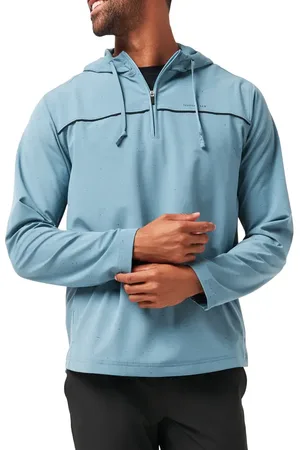 Travis Mathew Travel Bliss Hooded Quarter Zip Pullover in at Nordstrom, Size Small