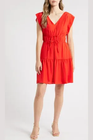 Eliza J Obi Gathered Tie Waist Dress at Nordstrom, Size 6