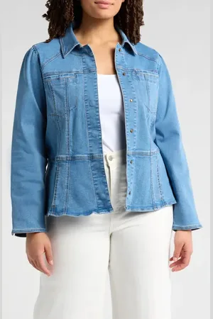 Wit & Wisdom Peplum Denim Jacket in at Nordstrom, Size 1X
