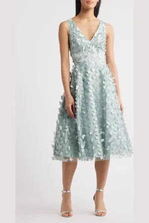 Eliza J Butterfly Appliqu?? Sleeveless Fit & Flare Midi Dress in at Nordstrom, Size 8