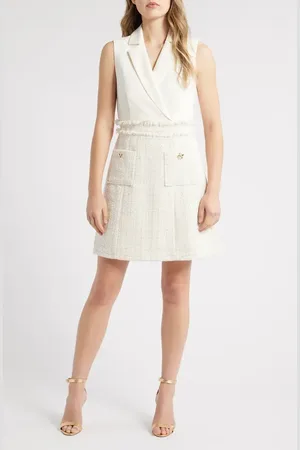 Eliza J Collar Sleeveless Tweed Minidress in at Nordstrom, Size 6
