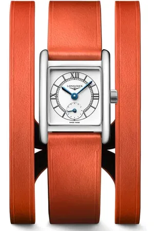 Longines Mini DolceVita Three-Row Orange Leather Strap Watch, 21.5mm x 29mm in at Nordstrom