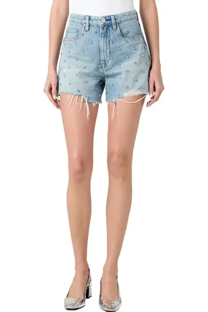 BLANK NYC Rhinestone High Waist Cutoff Denim Shorts in at Nordstrom, Size 29