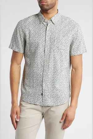 Rails Carson Floral Short Sleeve Stretch Linen Blend Button-Up Shirt in at Nordstrom, Size Large
