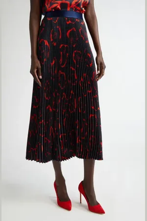 ST. JOHN 50s Floral Print Pleated Skirt in at Nordstrom, Size Large