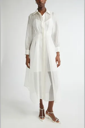 ZIMMERMANN Harmony Draped Long Sleeve Organza Shirtdress in at Nordstrom, Size 2