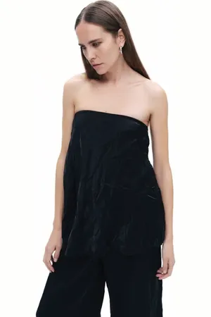 Nocturne Wrinkled Strapless Blouse in at Nordstrom, Size X-Large