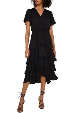 Vince Camuto Flutter Sleeve Tiered Dress in at Nordstrom, Size Large