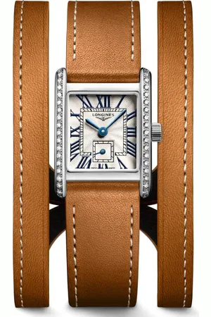 Longines Mini DolceVita Three-Row Brown Leather Strap Watch, 21.5mm x 29mm in at Nordstrom