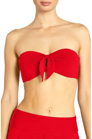Robin Piccone Ava Knot Front Strapless Bikini Top in at Nordstrom, Size Small
