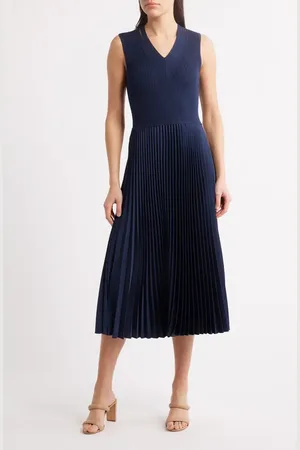 HUGO BOSS Farrah Slit Shoulder Mixed Media Midi Dress in at Nordstrom, Size Xx-Large