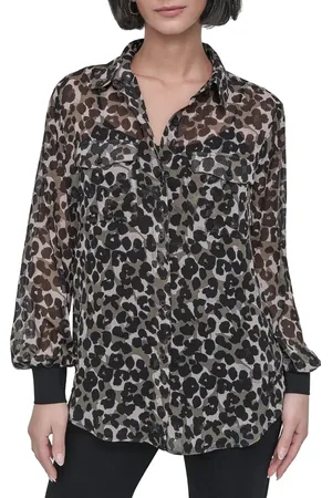 DKNY Print Chiffon Tunic Shirt in at Nordstrom, Size Small