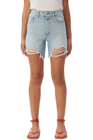 DL1961 Emilie Ripped High Waist Fray Hem Denim Shorts in at Nordstrom, Size 25