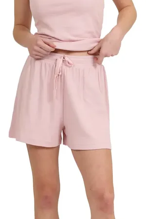 Papinelle Milla Rib Stretch Cotton Pajama Shorts in Pink at Nordstrom, Size X-Small