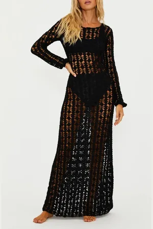 Beach Riot Ariana Long Sleeve Cotton Crochet Cover-Up Dress in at Nordstrom, Size Medium