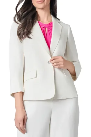 Kasper Linen Blend One-Button Blazer in at Nordstrom, Size 12P