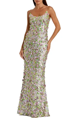 Mac Duggal Sleeveless Floral Paillette Embellished Mesh Gown in at Nordstrom, Size 2
