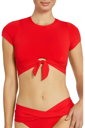 Robin Piccone Ava Knot Front Tee Bikini Top in at Nordstrom, Size X-Small