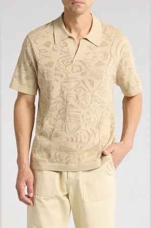 NN.07 Ryan 6692 Abstract Floral Pointelle Organic Cotton Polo in at Nordstrom, Size Xx-Large