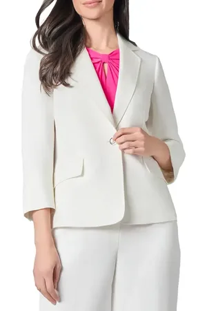 Kasper Linen Blend One-Button Blazer in at Nordstrom, Size 14