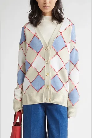Marni Argyle Intarsia Cotton Cardigan in at Nordstrom, Size 2 Us