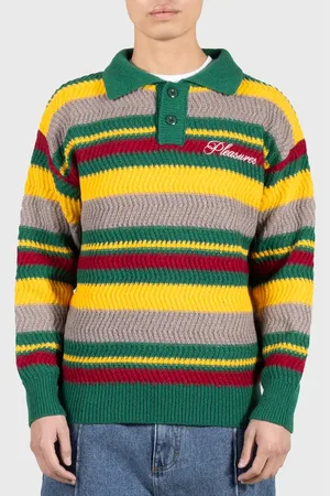 Pleasures Cooper Stripe Polo Sweater in at Nordstrom, Size Xx-Large