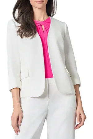 Kasper Rolled Cuff Sleeves Cardigan-Style Stretch Crepe Blazer in at Nordstrom, Size 8