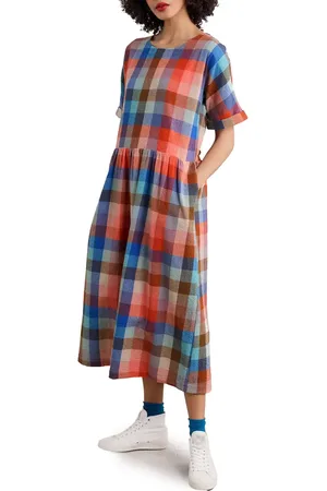 Seasalt Cornwall Brouse Check Organic Cotton Midi Dress in at Nordstrom, Size 16 Us