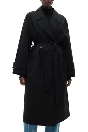 MANGO Oversize Tie Waist Double Breasted Trench Coat in at Nordstrom, Size Medium