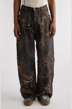 Acne Studios 2023 Distressed Monogram Baggy Wide Leg Jeans in at Nordstrom, Size 32 X 32