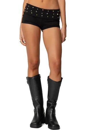 Edikted Studded Micro Shorts in at Nordstrom, Size Large