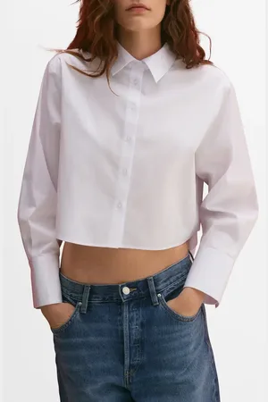 MANGO Caro Crop Button-Up Shirt in at Nordstrom, Size 8