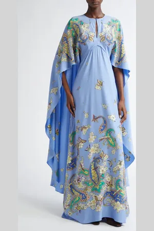 Etro Placed Paisley Silk Cape Gown in at Nordstrom, Size 0 Us