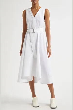 3.1 Phillip Lim Sleeveless Belted Cotton Blend Midi Dress in at Nordstrom, Size 8