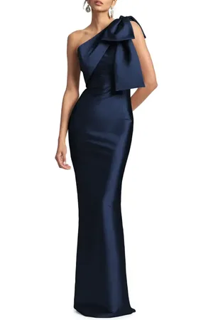 Sachin & Babi Bonnie Bow One-Shoulder Satin Gown in at Nordstrom, Size 2