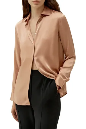 Lilysilk Minimalist Placket Silk Blouse with Shell Buttons in at Nordstrom, Size Medium