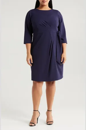 Tahari ASL Side Tie Faux Wrap Sheath Dress in at Nordstrom, Size 22W