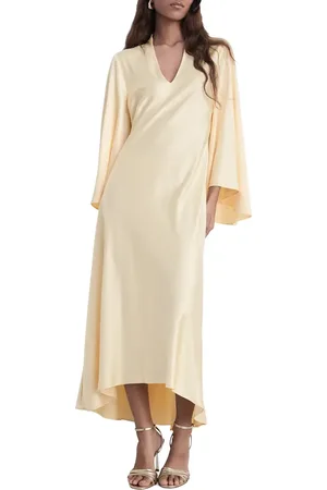 MANGO Long Sleeve Satin Maxi Dress in at Nordstrom, Size 8