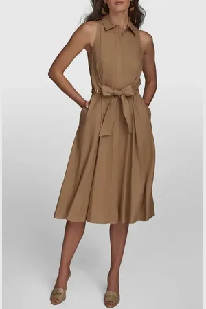 Donna Karan Sleeveless Linen Blend Shirtdress in at Nordstrom, Size 12